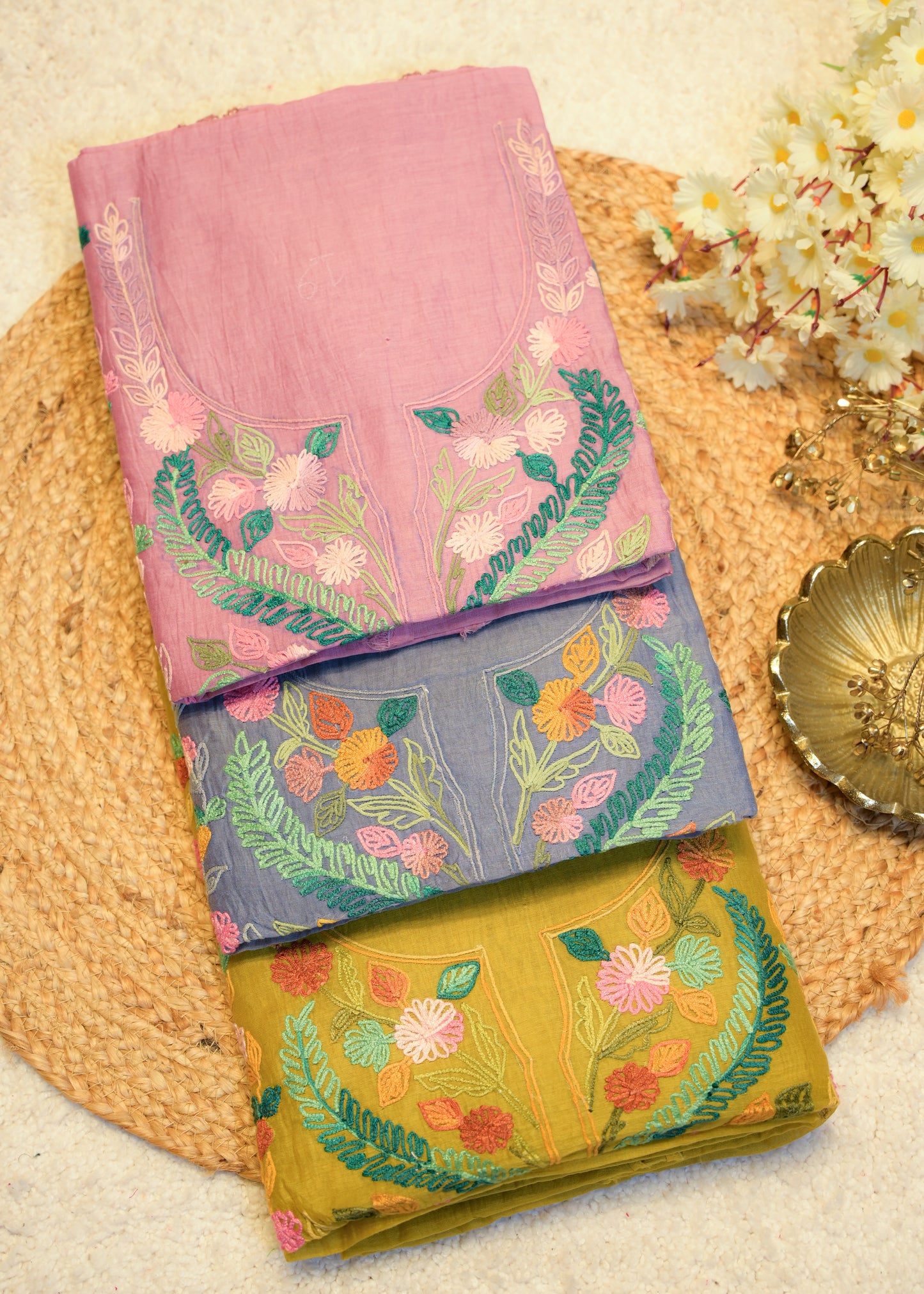 Niyati Green Kantha Unstitched Suit Set