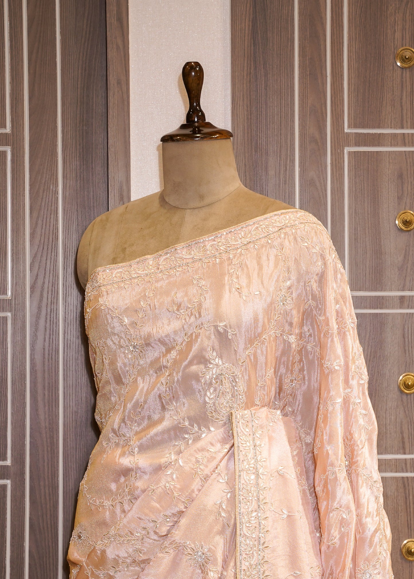 Pink Hand Embroidered Gota Pati Saree with Unstitched Rani Blouse
