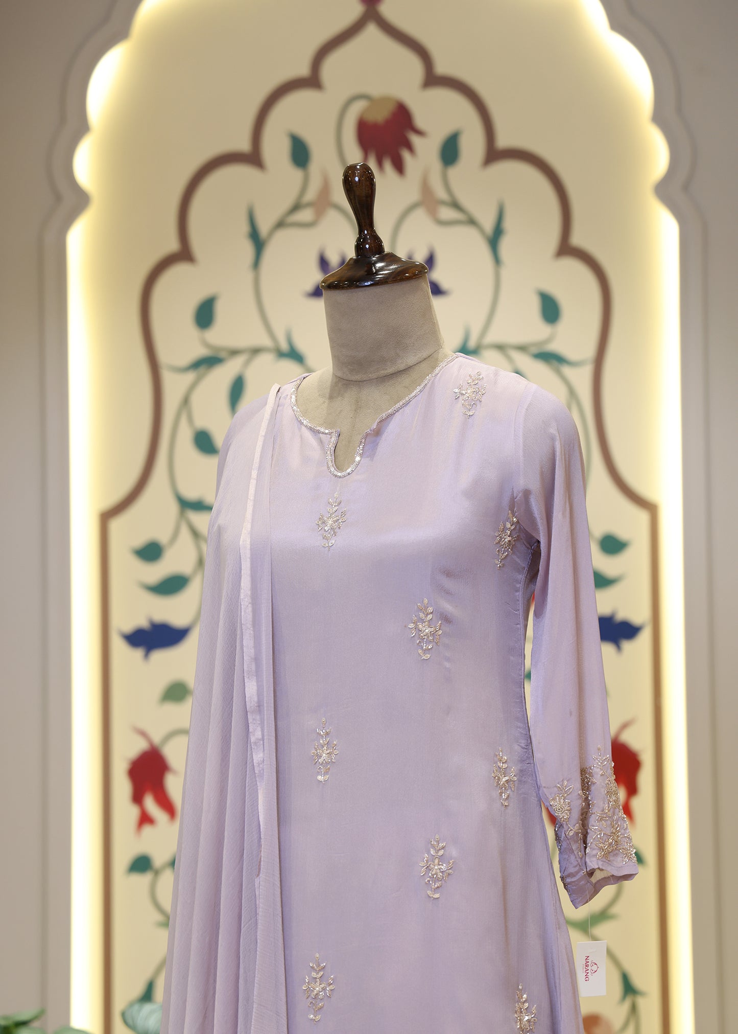 Meher Lavender A-line Stitched Suit Set