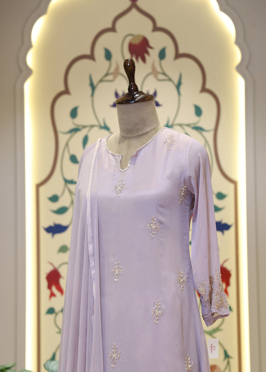 Meher Lavender A-line Stitched Suit Set