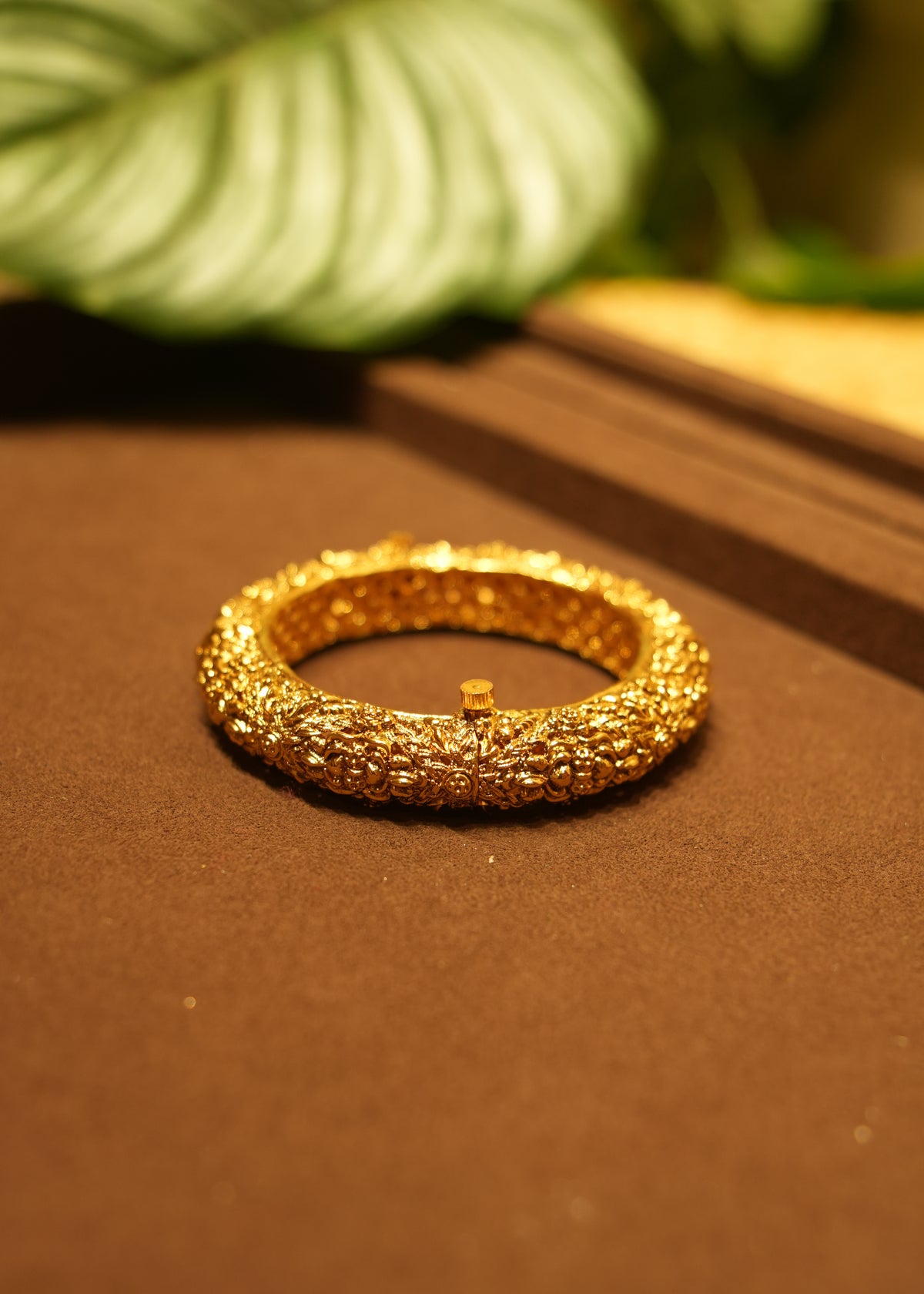Rukhsar Floral Filigree Gold Nakashi Kada Bangle Pair