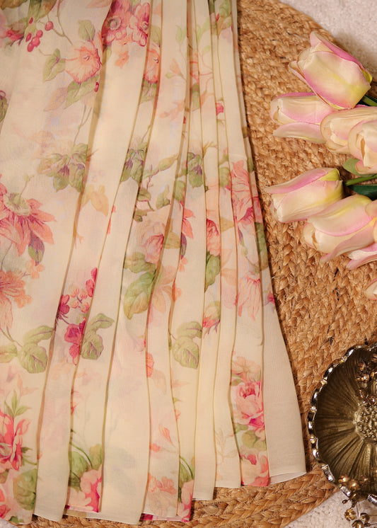 Bindaal Pure Georgette Printed Saree