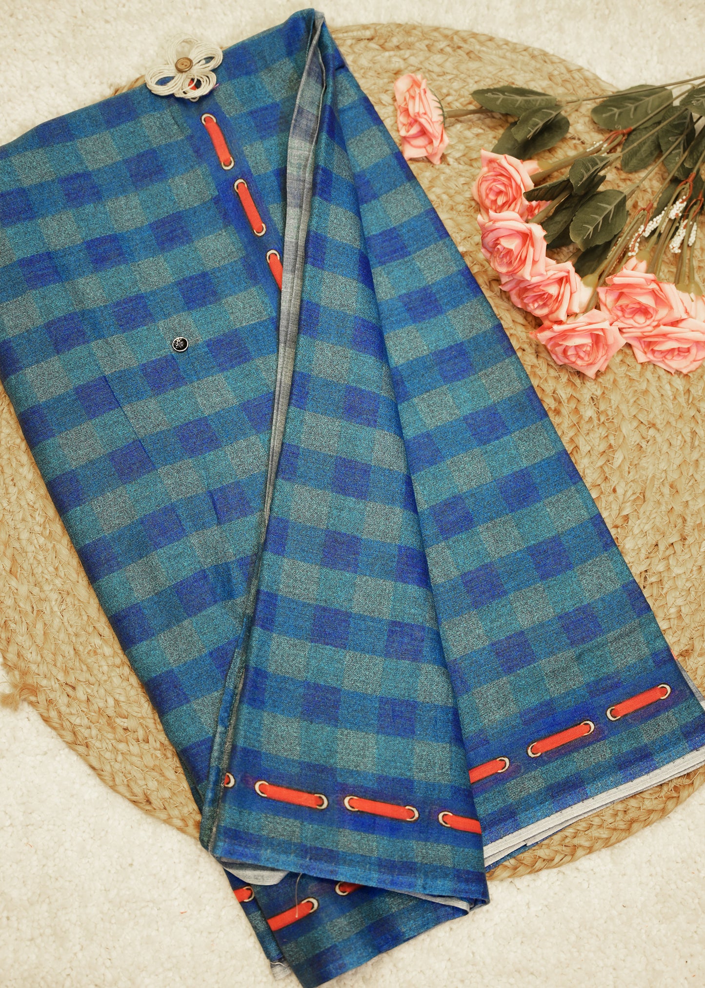 Neelkamal Navy Blue Cotton Saree with Unstitched Blouse