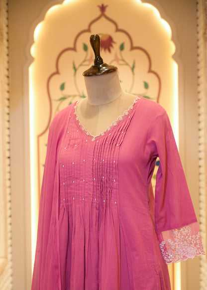Neerja Mauve A-Line Stitched Suit Set