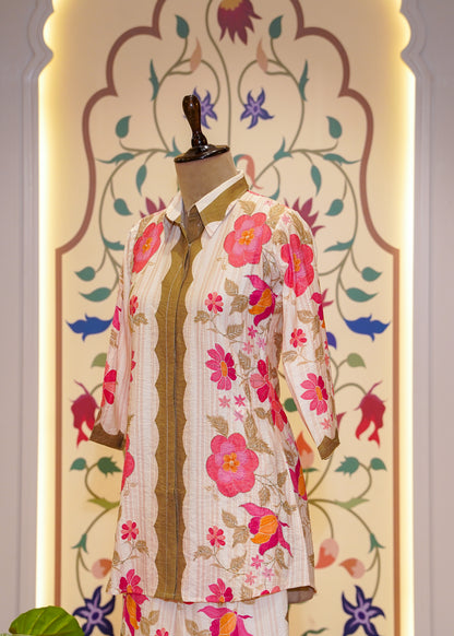 Ivory Crush Cotton Floral Printed Co-ord Set