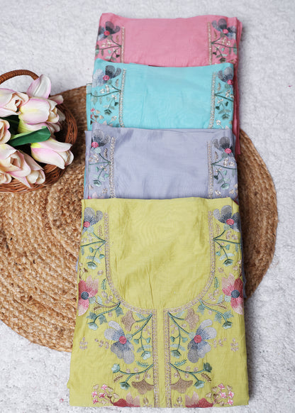 Trisha Yellow Unstitched Suit set