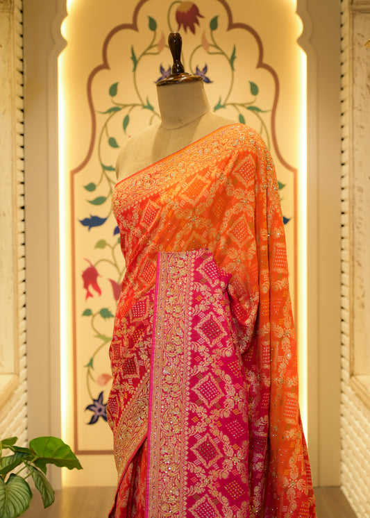 Leela Bhandhani Multi Color Saree with Unstitched Blouse