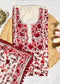 Ivory Chanderi with Mehroon Kantha Embroidery Unstitched Suit Set