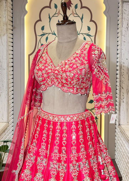 Rani Mirror Embroidered Designer Lehenga with Full Sleeves Blouse