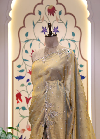 Sitara Bronze Gemstones Saree with Unstitched Blouse