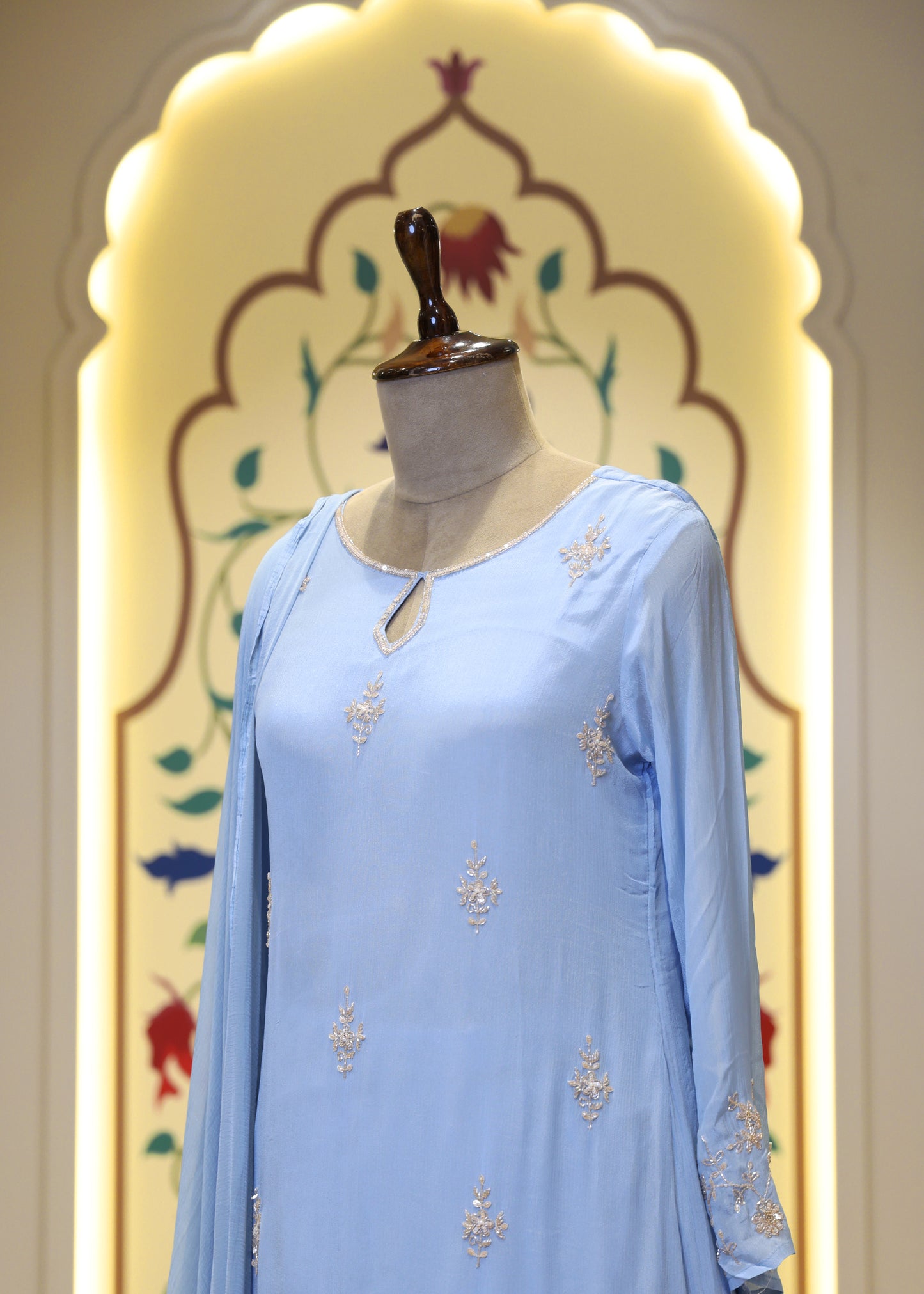 Meher Blue A-line Stitched Suit Set