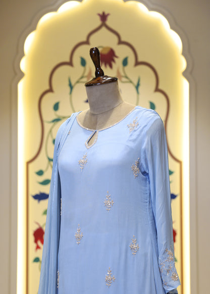 Meher Blue A-line Stitched Suit Set