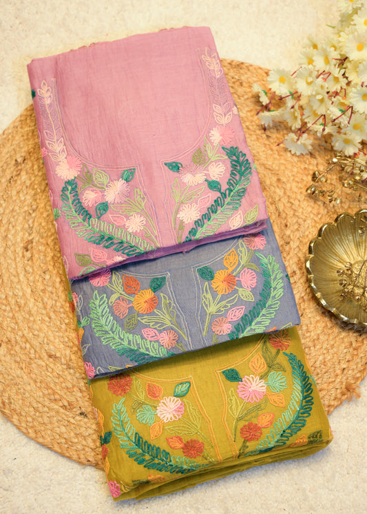 Niyati Grey Kantha Unstitched Suit Set
