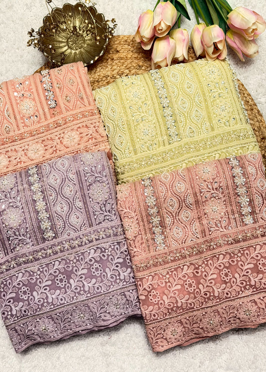 Heer Mauve Chikankari with Moti Embroidered Suit Set