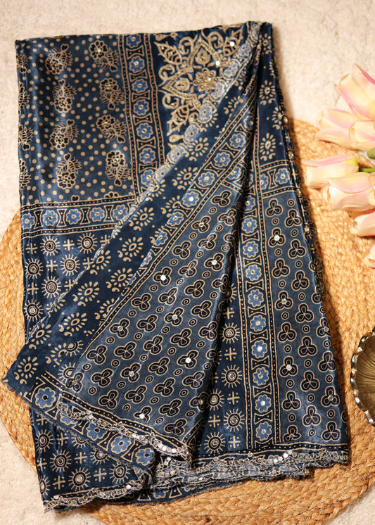 Ektara Mirror Ajrak Printed Saree