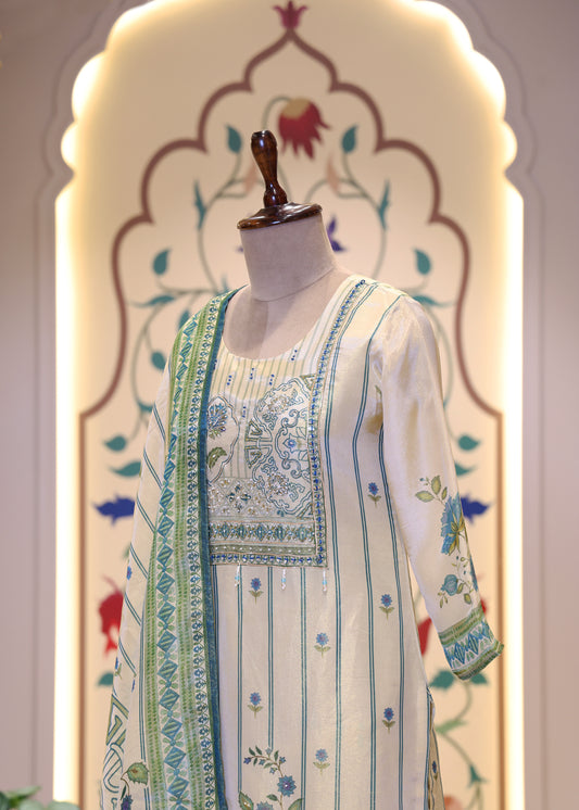 Kukum Green Straight Stitched Suit Set