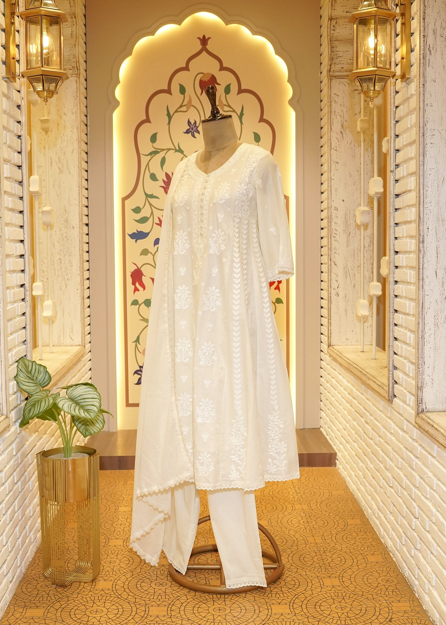 Alina White Chikankari Stitched Suit Set