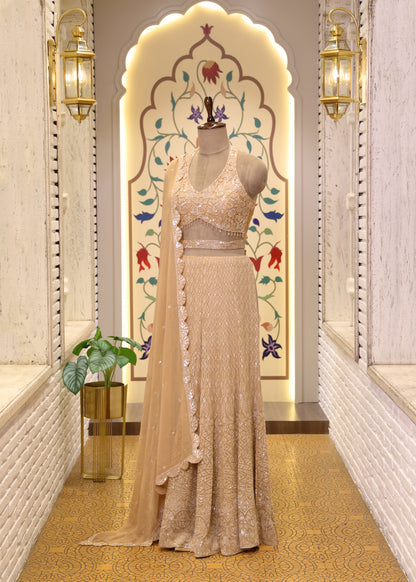 Cazelle Golden Crop Top & Belt Sharara Set