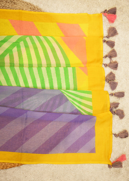 Nihar Green Cotton Saree with Unstitched Blouse