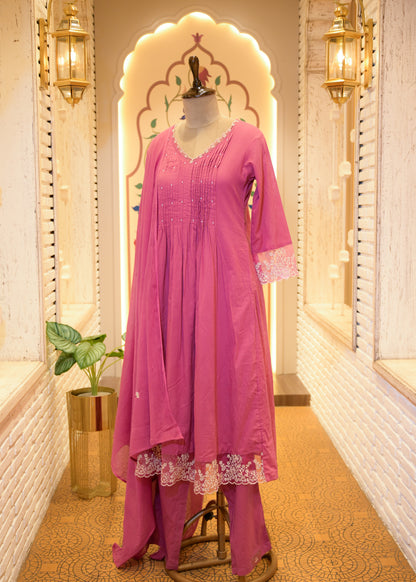 Neerja Mauve A-Line Stitched Suit Set