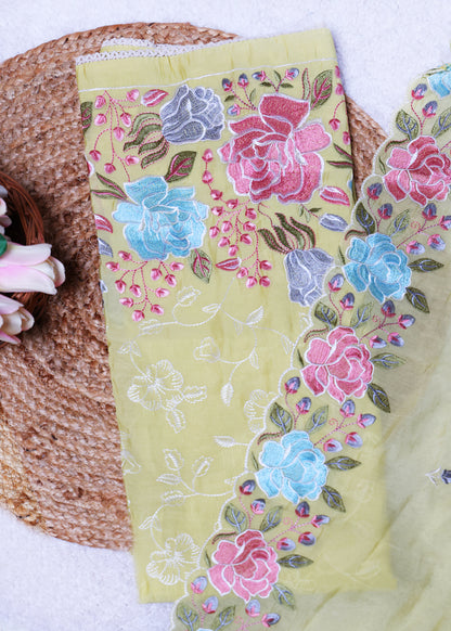 Lilya Yellow Floral Unstitched Suit Set