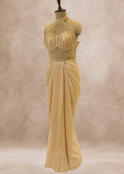 Golden Sequence With Corset Gown