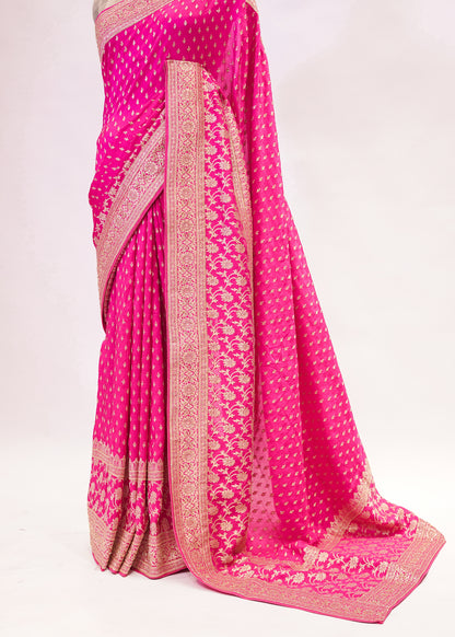 Rani Booti Embroidered Dola Silk Saree with Unstitched Blouse
