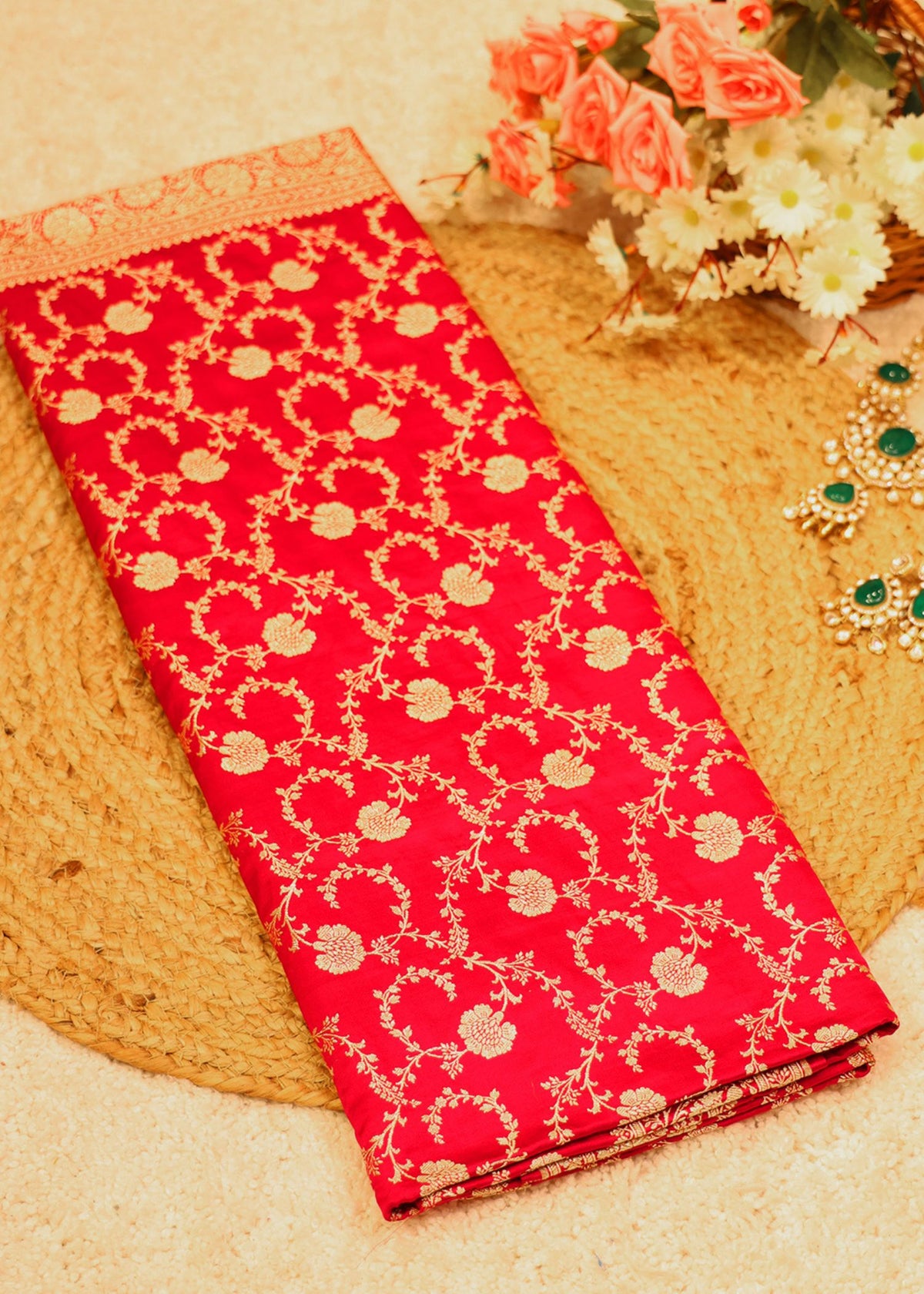 Pure Banarasi Pink Saree with Unstitched Blouse