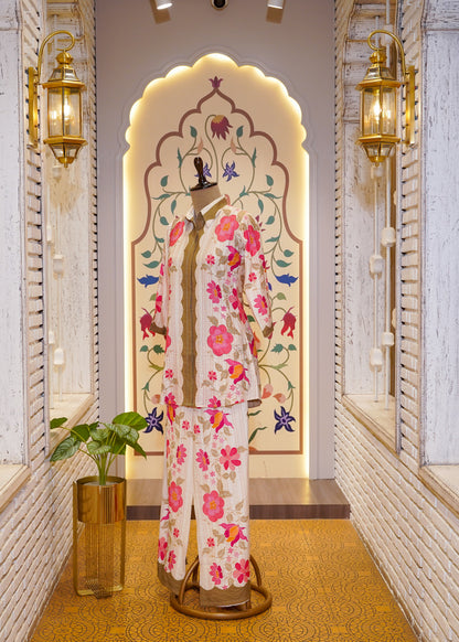 Ivory Crush Cotton Floral Printed Co-ord Set