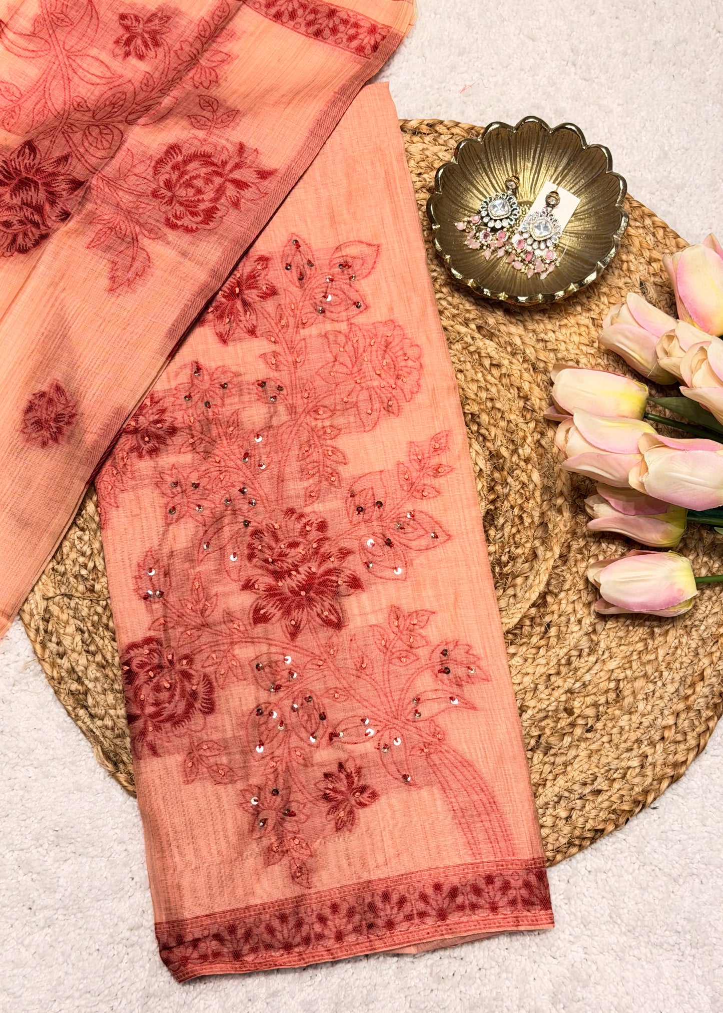 Gulabi Phool Unstitched Suit Set