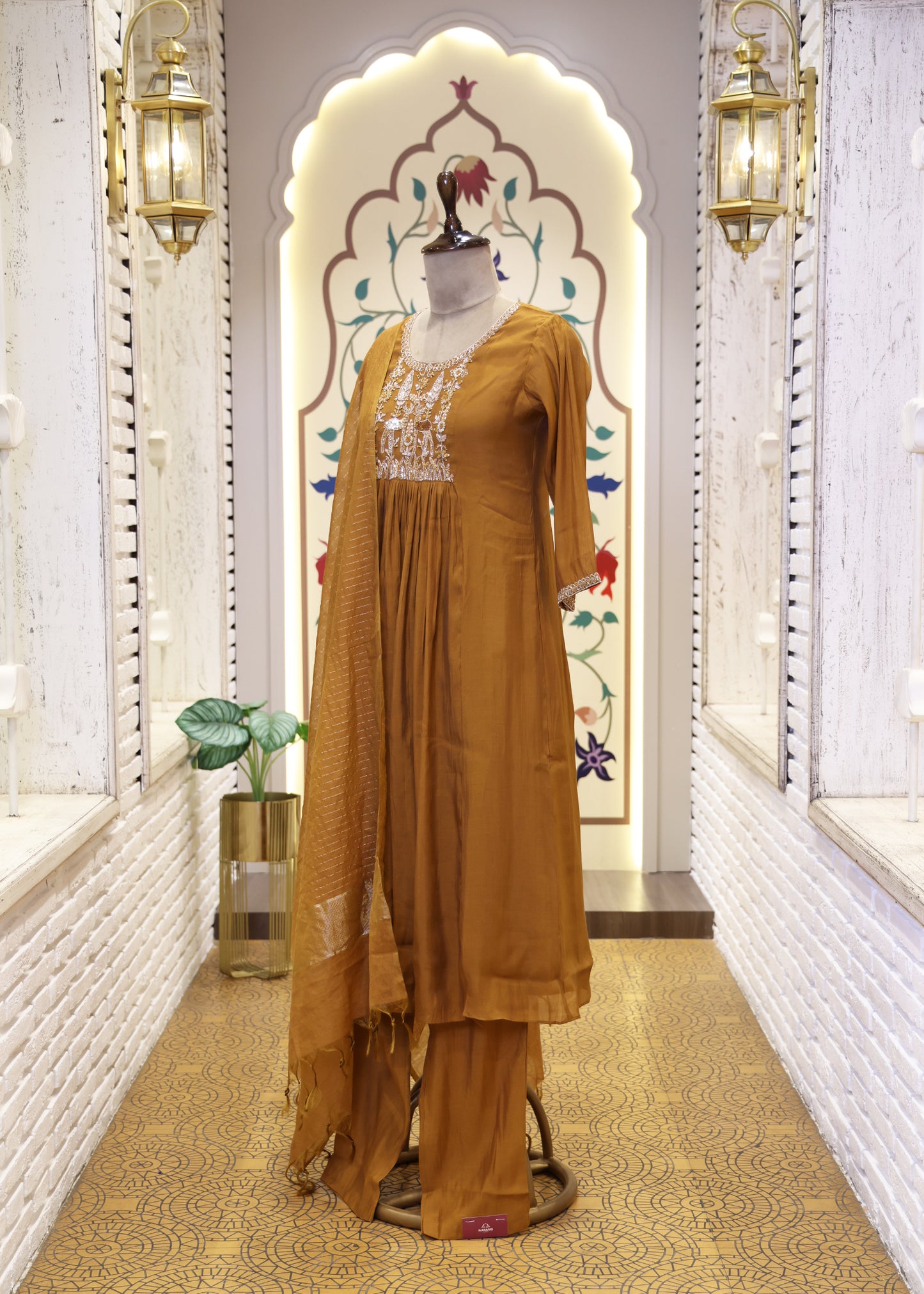 Ikshita Mustard Short Anarkali Stitched Suit Set