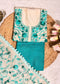 Ivory Chanderi with Firozi Kantha Embroidery Unstitched Suit Set