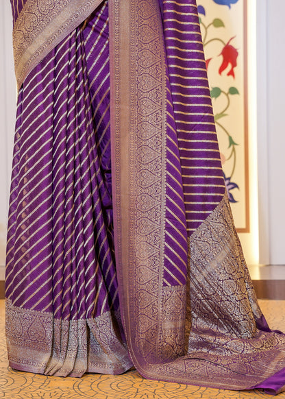 Purple Chinon Leheriya Saree