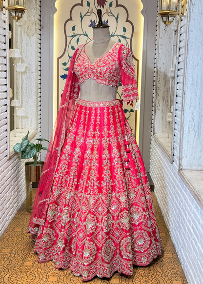 Rani Mirror Embroidered Designer Lehenga with Full Sleeves Blouse