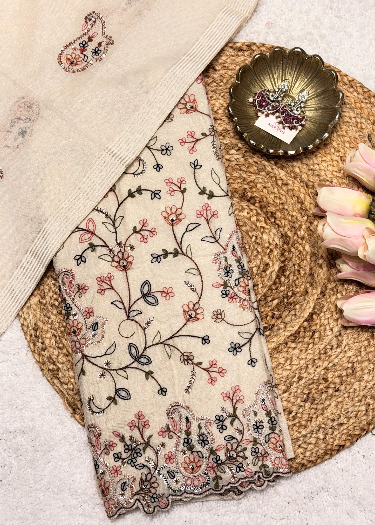 Bindal Thread Embroidered Unstitched Suit Set