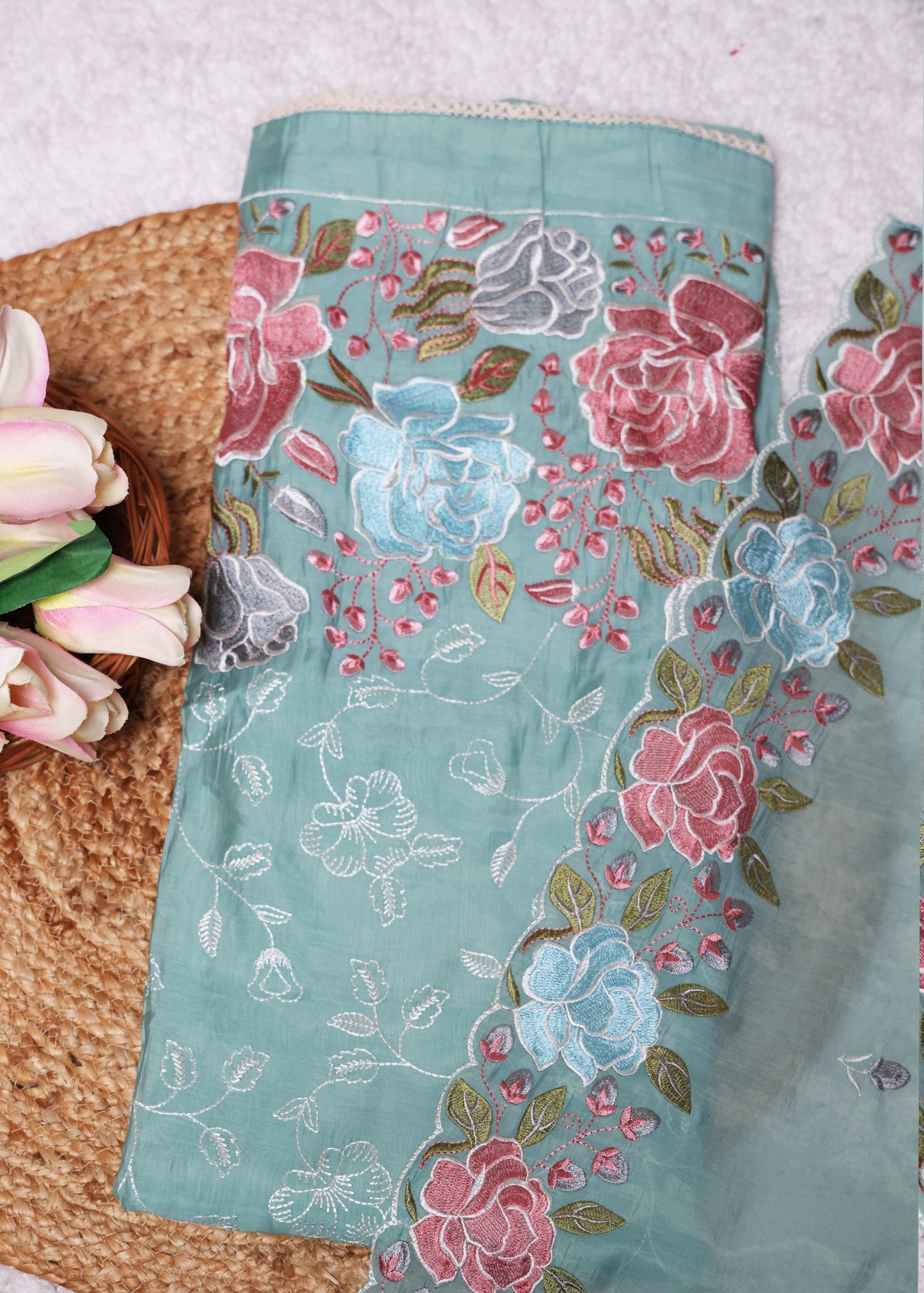 Lilya Blue Floral Unstitched Suit Set