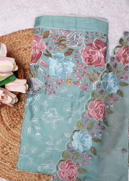 Lilya Blue Floral Unstitched Suit Set