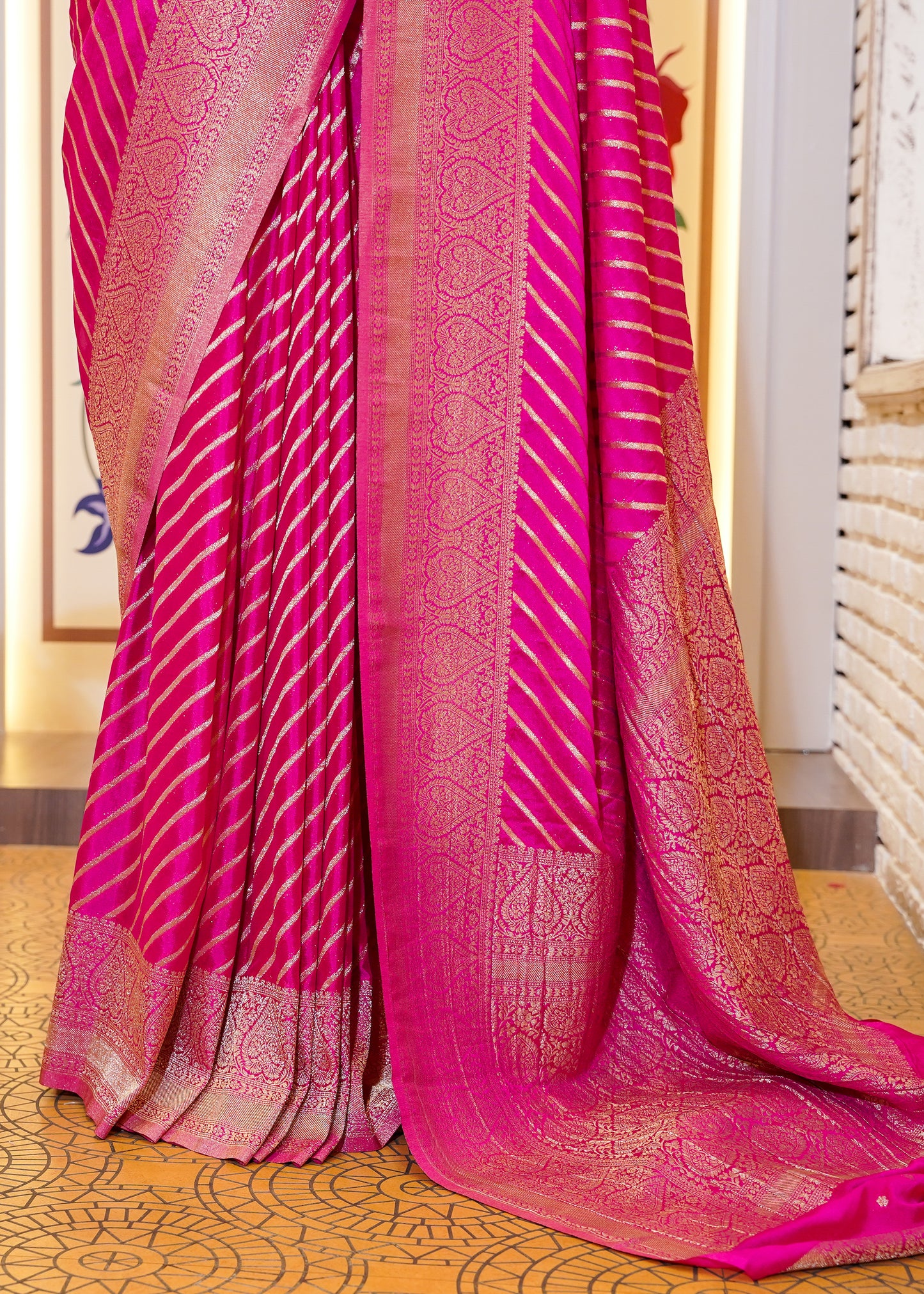 Rani Chinon Leheriya Saree