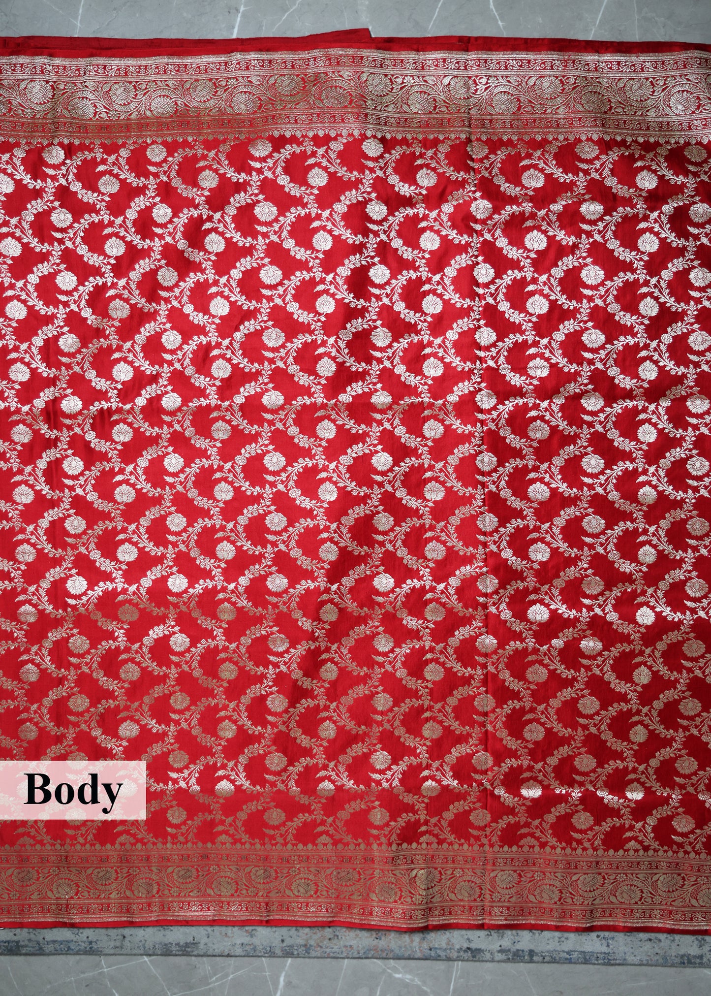Pure Banarasi Red Saree with Unstitched Blouse
