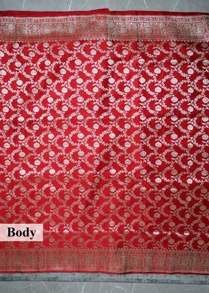 Pure Banarasi Red Saree with Unstitched Blouse