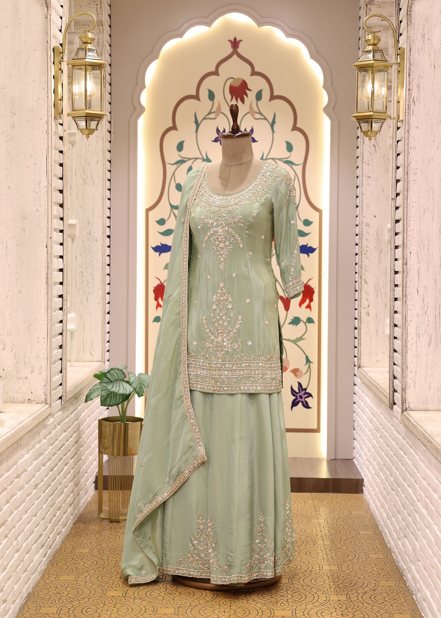 Radhika Green Sharara Set with Dupatta