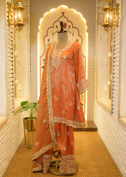 Narangi Gotta Patti Farsi Salwar Stitched Suit Set