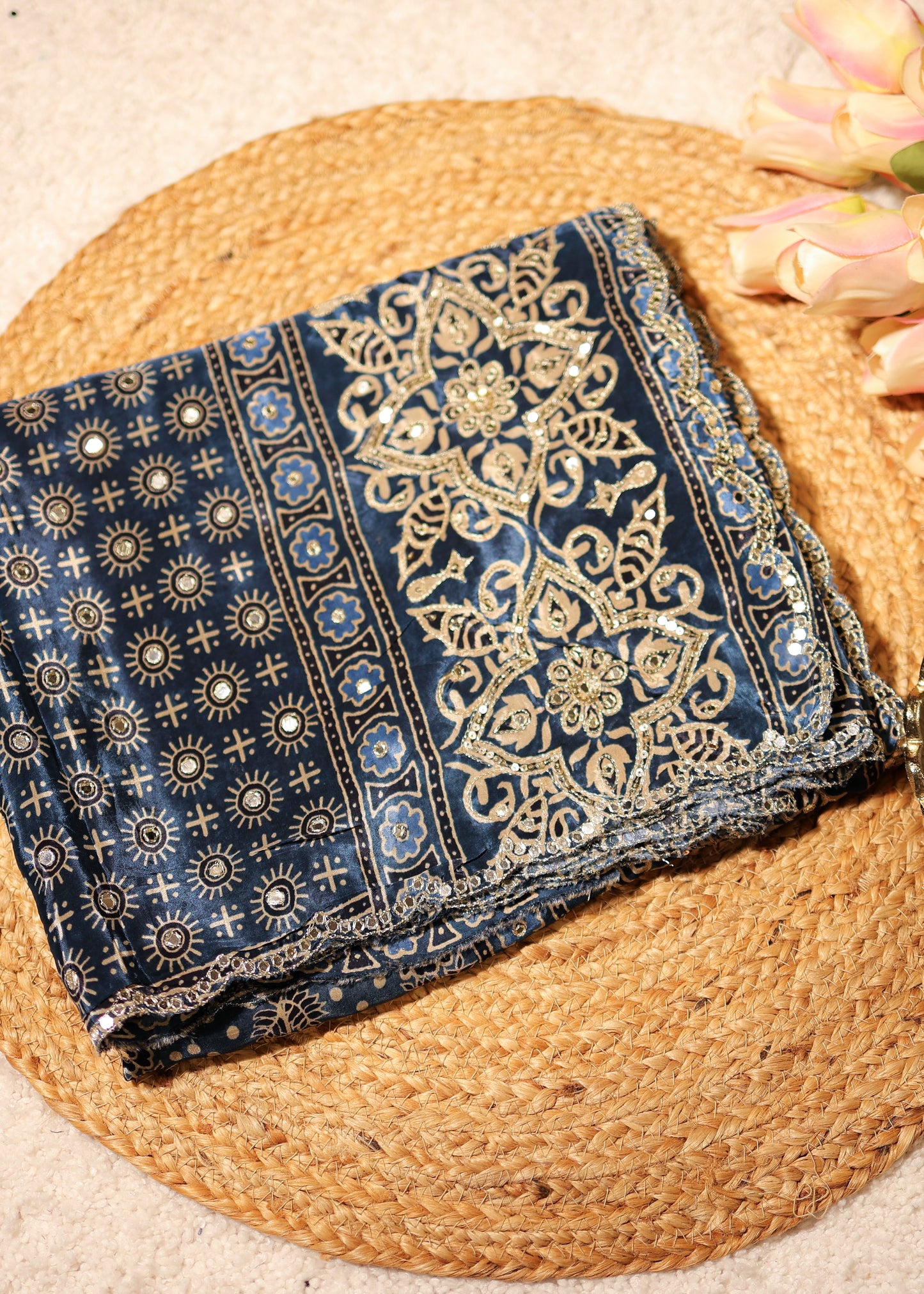 Ektara Mirror Ajrak Printed Saree