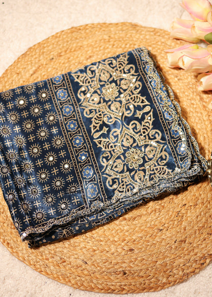 Ektara Mirror Ajrak Printed Saree