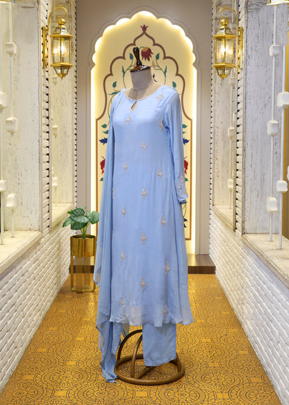 Meher Blue A-line Stitched Suit Set