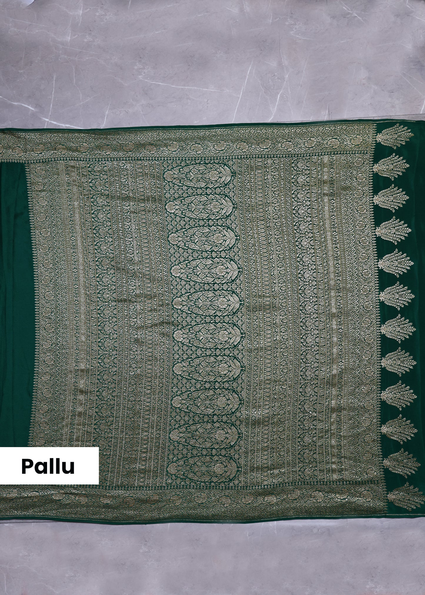 Deeya Plain Green Banarasi Pure Crepe Saree with Unstitched Blouse