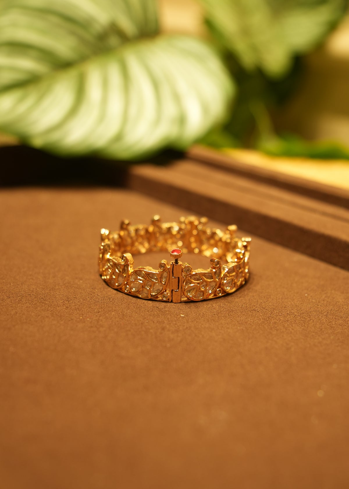 Gulnaz Paisley Polki Gold Kada Bangle Pair