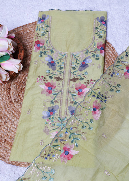 Trisha Yellow Unstitched Suit set
