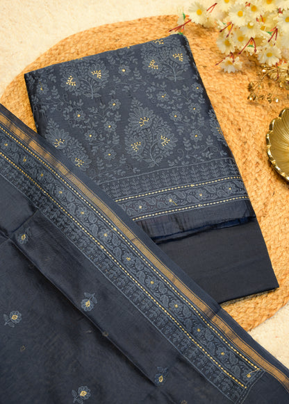Sunanda Blue Shadow Embroidered Unstitched Suit Set