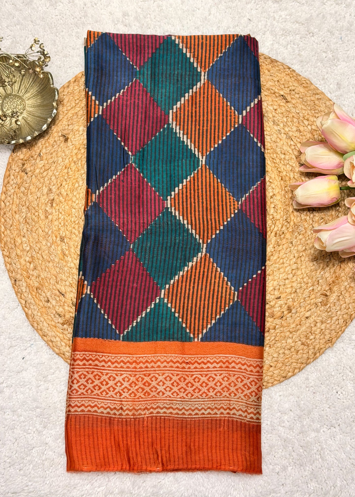 Rabi Orange Printed Suit Set